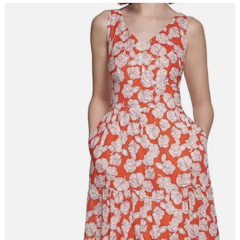 Tommy Hilfiger red and white floral maxi dress